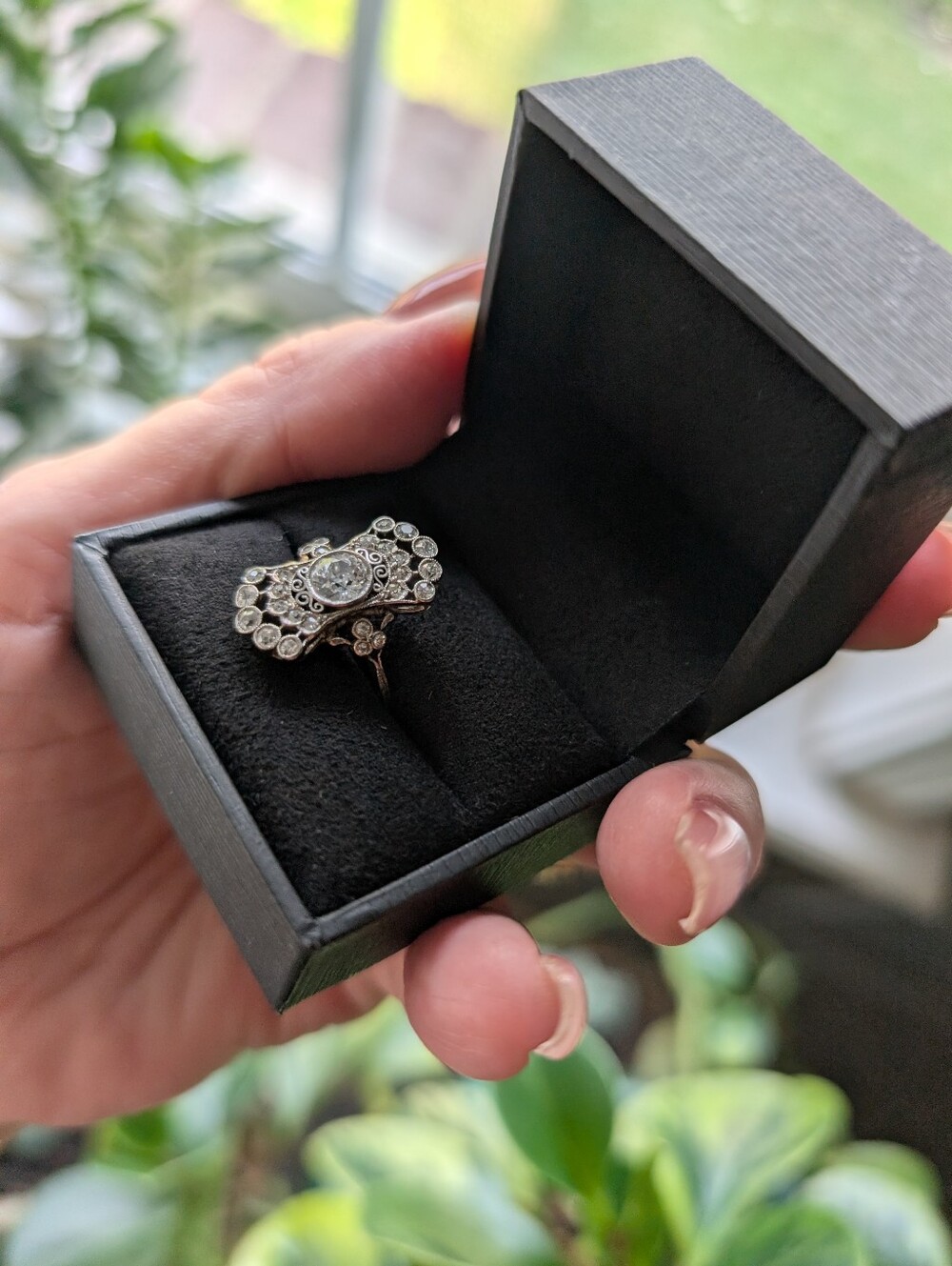 Antique Diamond Platinum Ring Size 6 - Picture 7 of 11